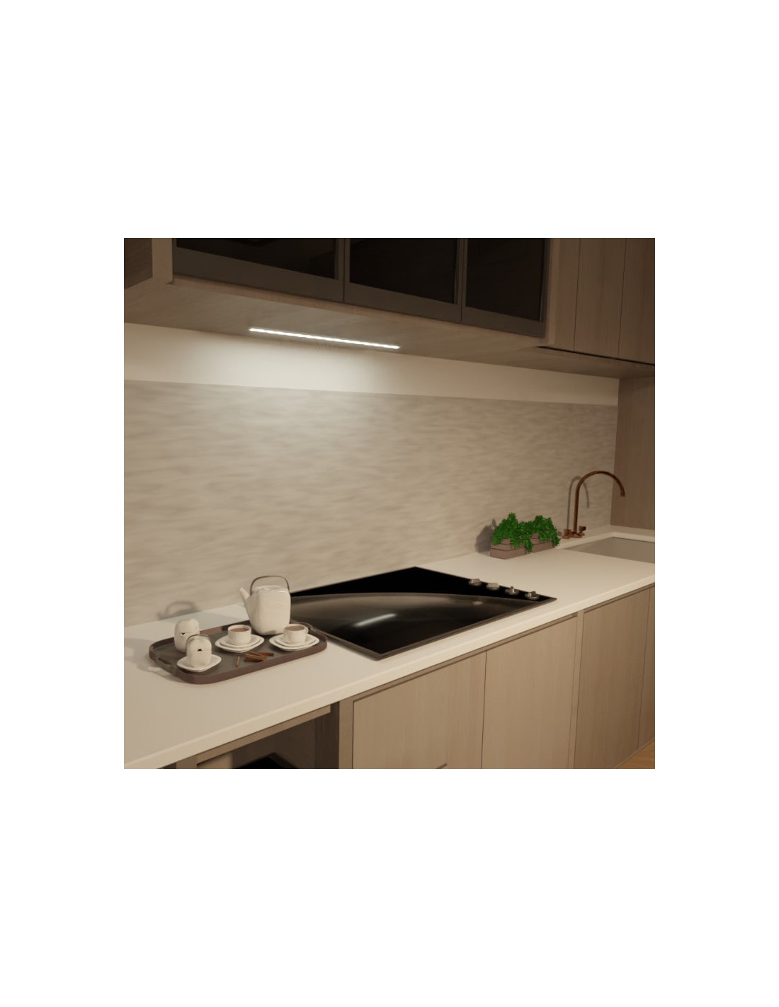 Réglette led cuisine 60 cm avec interrupteur - 8W - Design